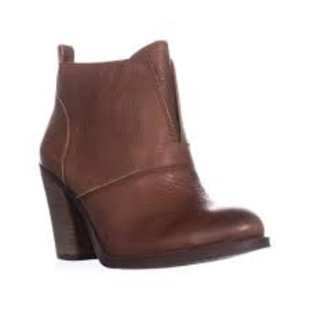 LUCKY BRAND Ehllen Heeled Leather Booties Women’s EU 39.5 US 9.5 Tan Cowgirl
